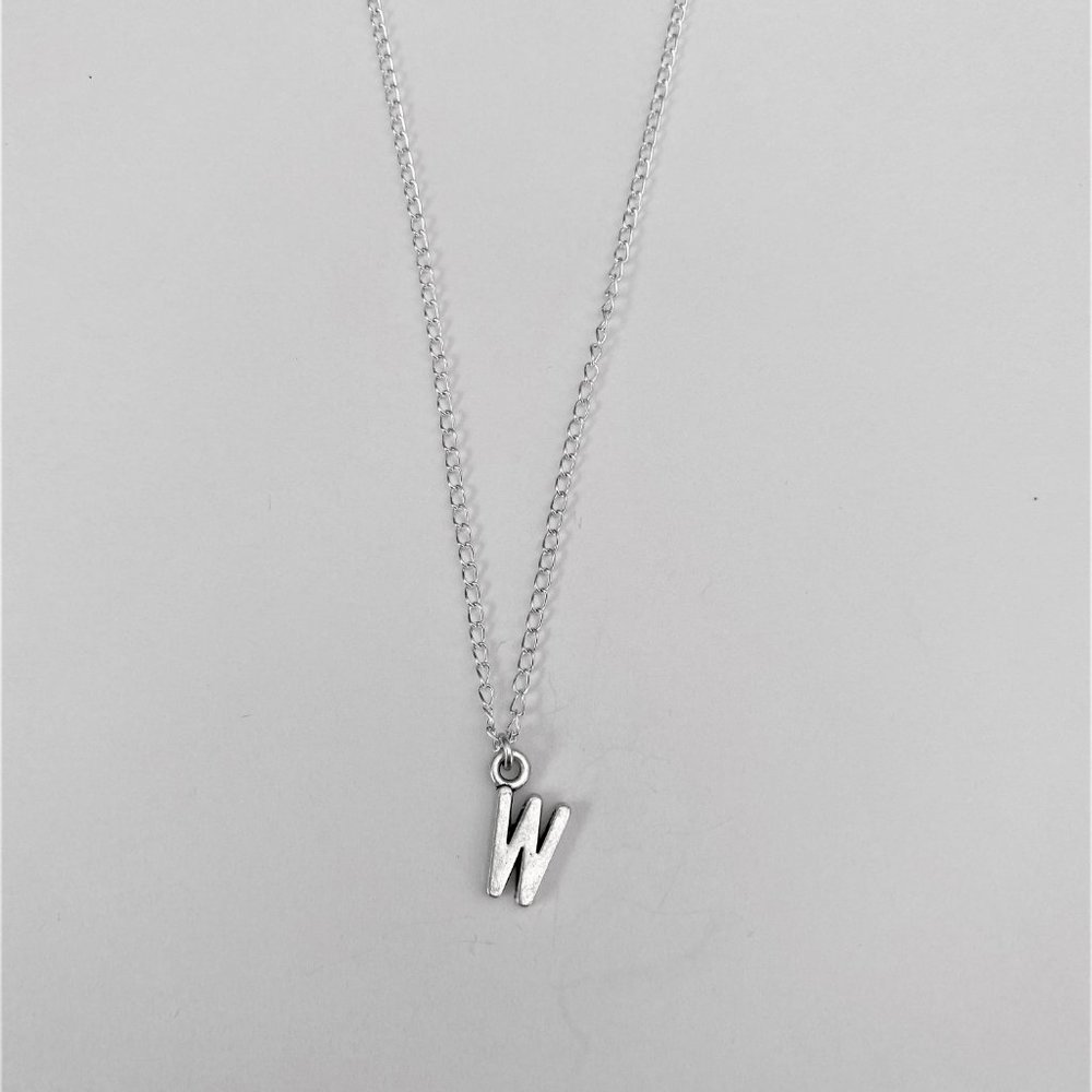 3 for $49 New Silver "W" Initial Necklace - Picture 2 of 3